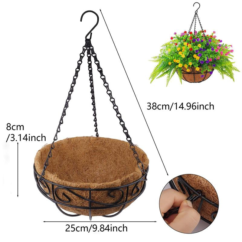 Iron Frame Coconut Palm Hanging Basket - Violet Spring round Decoration 17.3 Inches